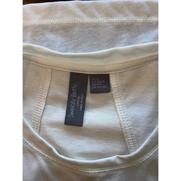 Sweaty Betty Tank Top Women Small White Crew Neck Cotton Tencel Easy Peazy Top - Picture 8 of 9